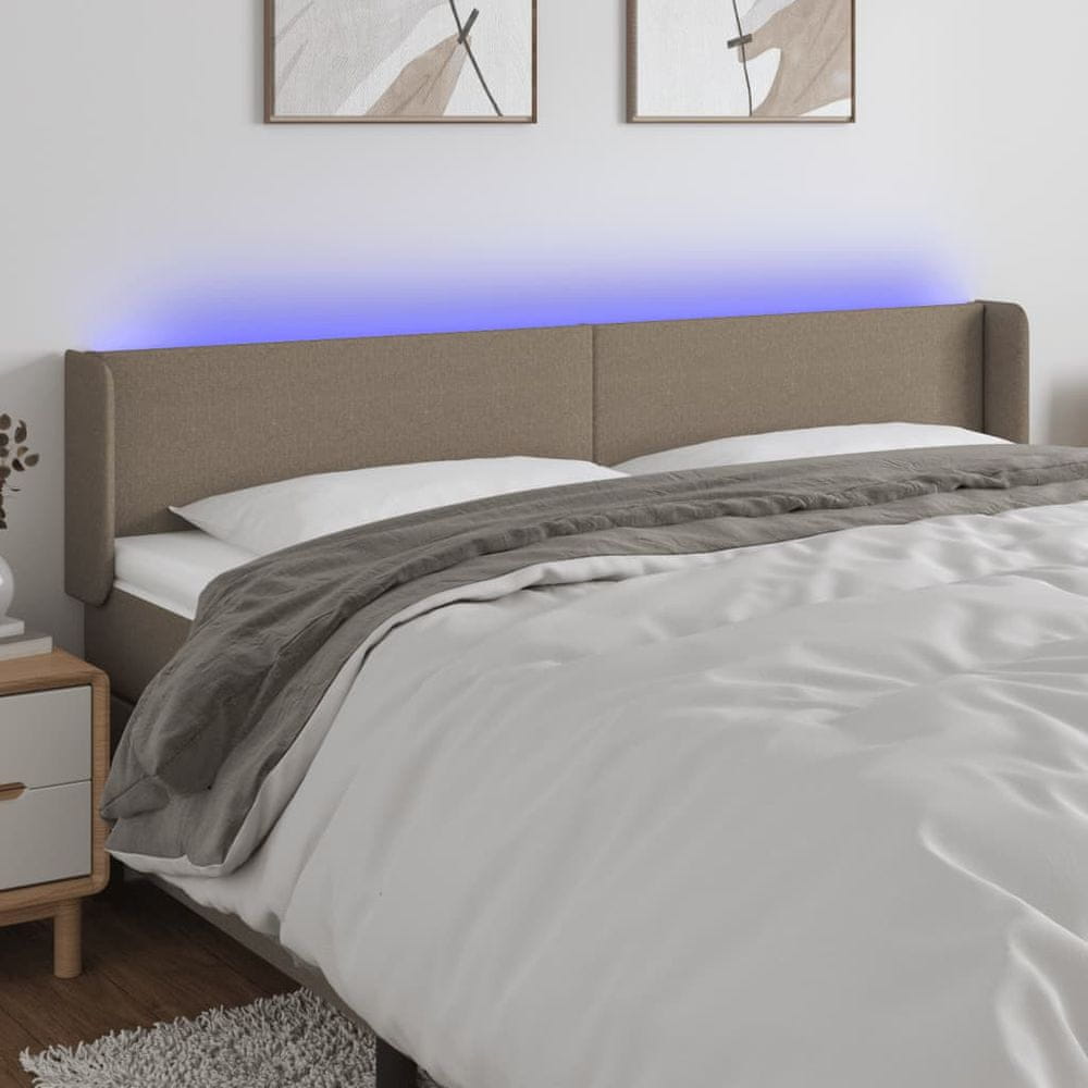Vidaxl Čelo postele s LED sivohnedé 183x16x78/88 cm látka